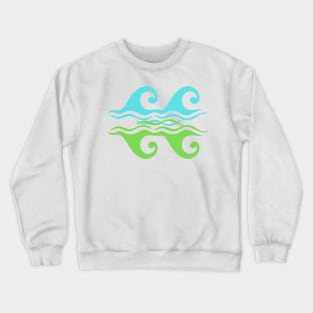 blue green water waves design Crewneck Sweatshirt